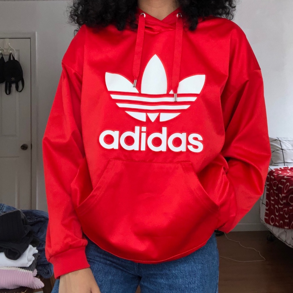 adidas limited edition red satin hoodie
